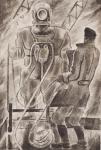 Самохвалов А.Н. Водолаз поднимается на палубу. Иллюстрация к книге А.Н.Самохвалова «Три случая под водой». 1927